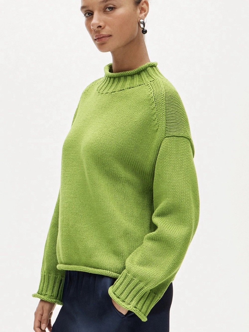 NWT J. Crew 2025 Rollneck sweater in lime green Size XS Sold out